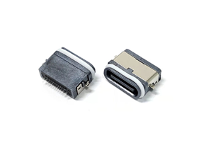 TYPE-C 16P防水母座 沉板0.8/1.2/1.6全塑U型防水包膠圈款